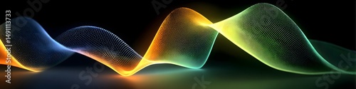 Abstract Digital Wave: A vibrant and dynamic display of digital waves, a mesmerizing dance of light and color on a dark background.