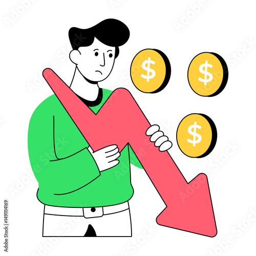 Trendy design illustration of investment loss