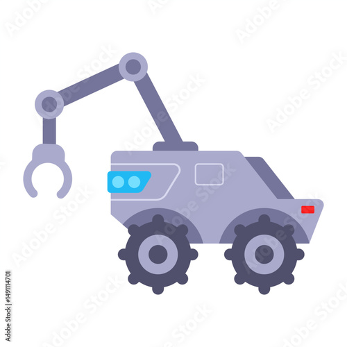 ground lunar rover with claw. research equipment. scientific drone. flat illustration.