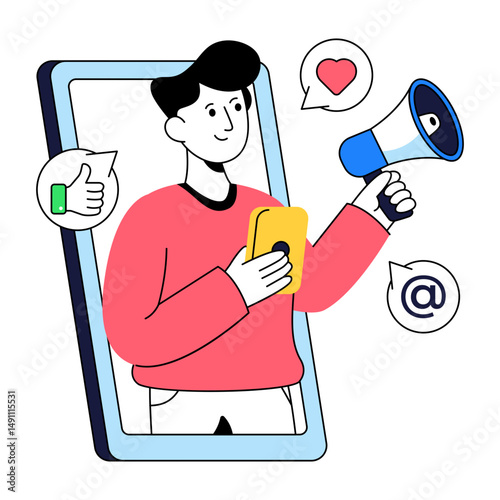 Premium download illustration of mobile media marketing