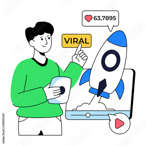 Conceptual flat design illustration of viral content