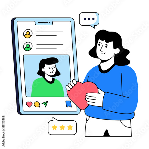 A unique design illustration of social media app