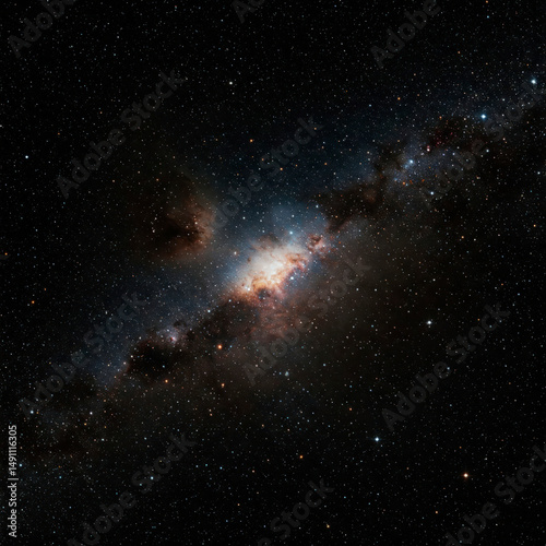 A nebulous galaxy against the background of the starry sky.