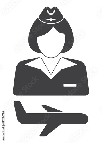 stewardess person with plane icon