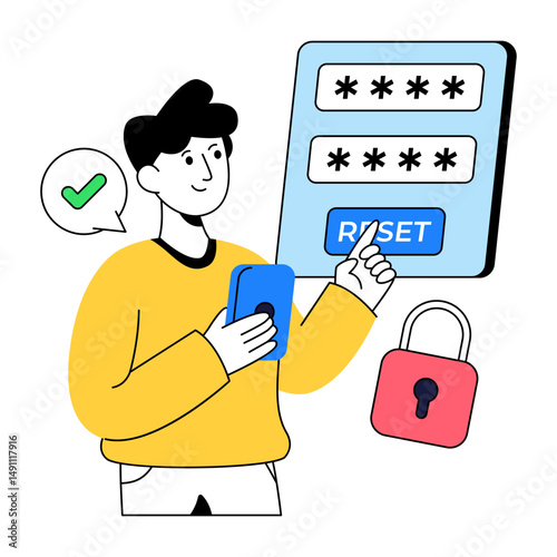 Conceptual flat design illustration of password recover