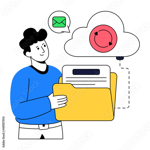 A premium download illustration of data backup