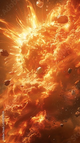 Fiery cosmic cloud explosion