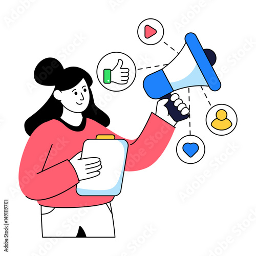 A flat design illustration of viral marketing