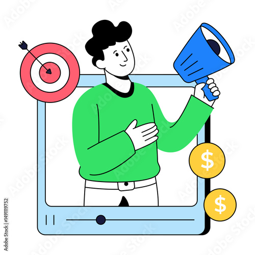 Premium download illustration of paid marketing