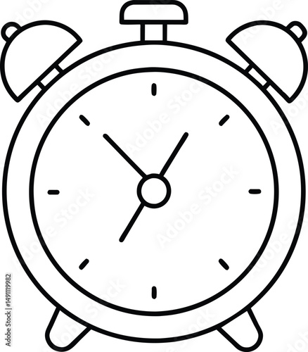 Simple Alarm Clock Line Icon Design