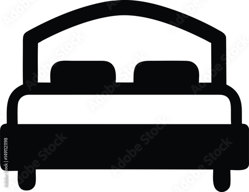 Double Bed Icon Hotel Sleep Bedding Rest