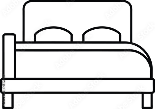 Double Bed Icon Line Art Sleep Bedroom Rest