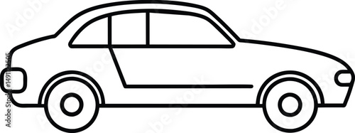 Simple Car Icon Line Art Vehicle Design