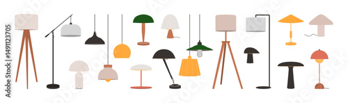 Modern Lamp Collection – Flat Illustration 4