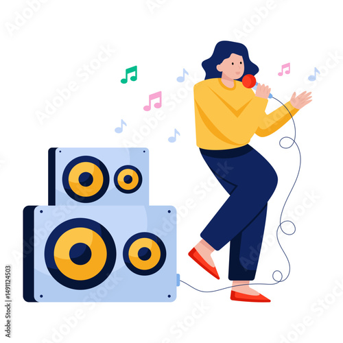 A beautiful design illustration of singing