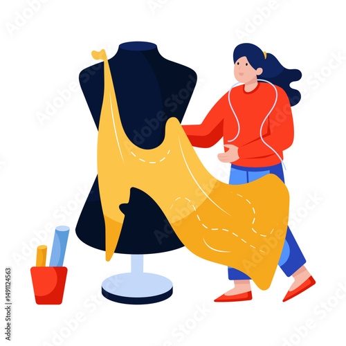 Modern design illustration of dressmaking