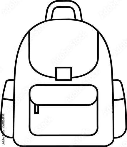 Backpack Icon Line Art Travel Bag Design
