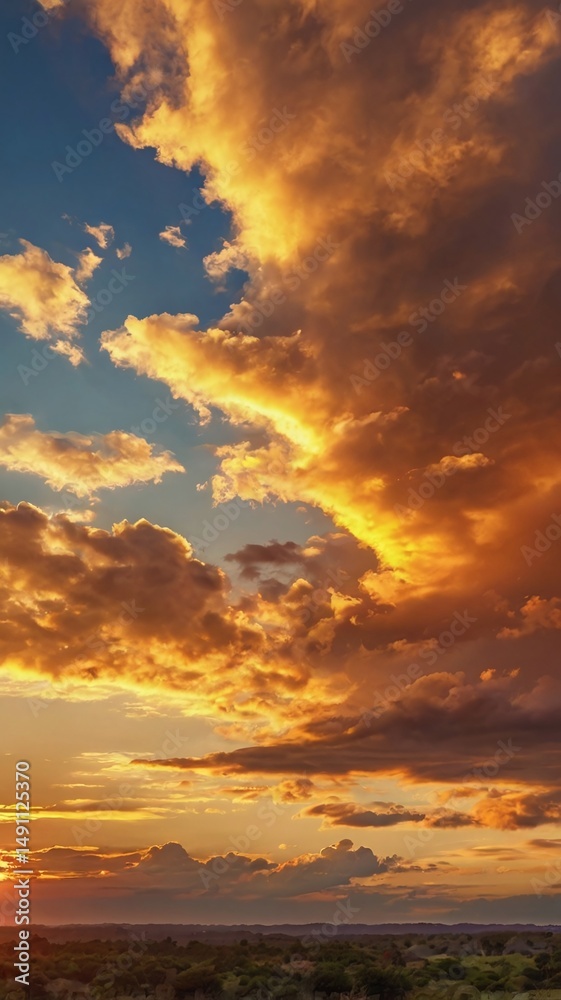 Obraz premium Sunset Sky, Beautiful nature in Early Morning with Orange, Yellow sunlight clouds fluffy, Golden Hour Sunrise summer Background