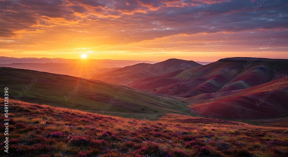 Naklejka premium Mountain sunrise landscape