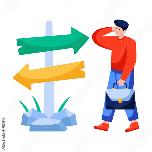 Conceptual flat design illustration of choose path
