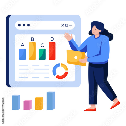 A colored design illustration of web statistics