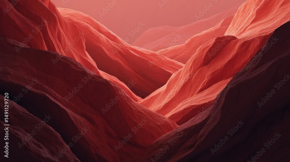 Obraz premium Digital art piece that appears to be a landscape photograph of a mountain range. the mountains are made up of large, jagged rocks that are arranged in a way that creates a wave-like pattern.