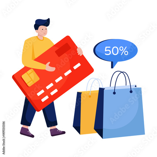 An illustration design of card shopping discount