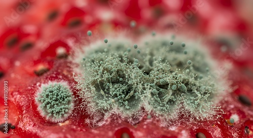 Closeup Macro Photography of Mold Growing on a Strawberry