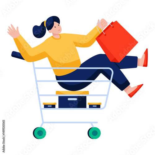 Shopping cart illustration, editable vector