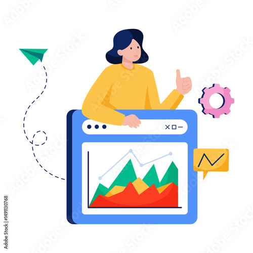 A flat design illustration of web statistics