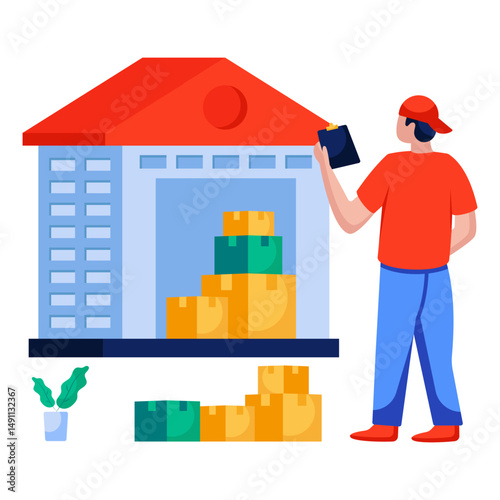 Flat design illustration of warehouse