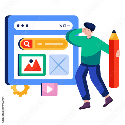 Conceptual flat design illustration of web landscape