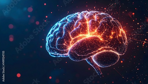 Glowing brain with intricate network connections