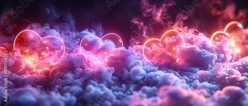 Abstract heart shapes in swirling smoke