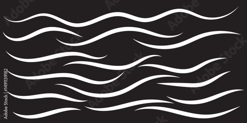 Water wave, sea wave set. Zigzag line. Water logo, symbol vector collection.