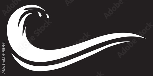 abstract collection of sea waves icons isolated on white background