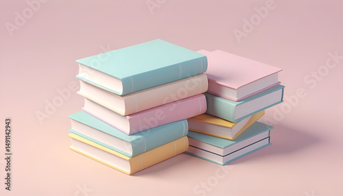 3D cute book on background pink.