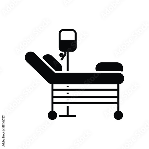 Hospital Bed Vector icon