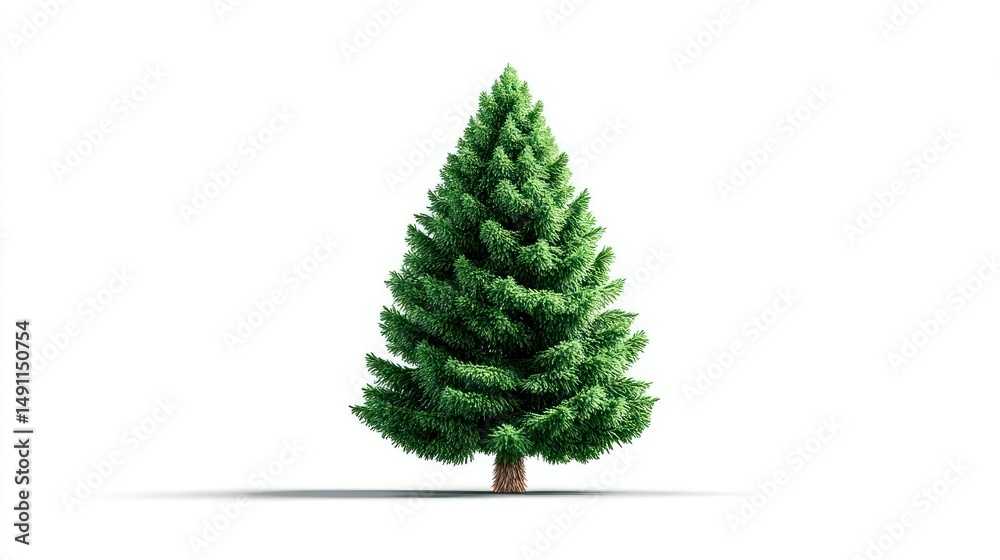 Obraz premium A lush evergreen tree standing tall against a clean white background ideal for nature design