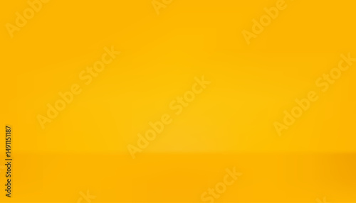Empty studio room with yellow background, 3D gradient wallpaper and floor for product placement. Space for horizontal layout. Art & Illustration