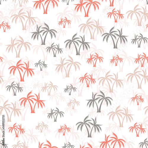 Palm tropical seamless pattern. Textile print with trees. Natural vector background design. Tropic style wallpaper. Exotic floral hawaiian repeat pattern.