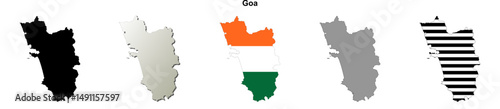 Goa state blank outline map set