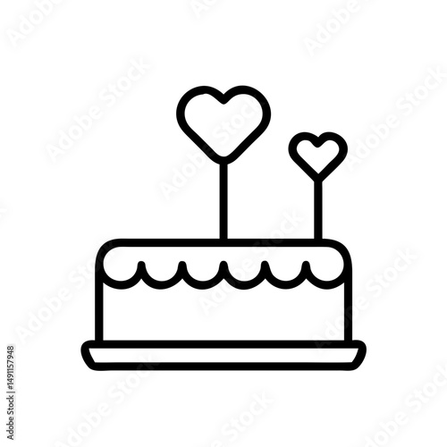 Simple cake with heart-shaped toppers in minimalist design  