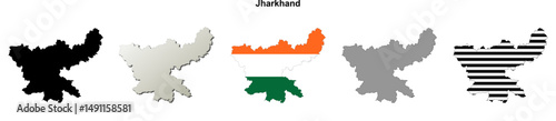Jharkhand state blank outline map set