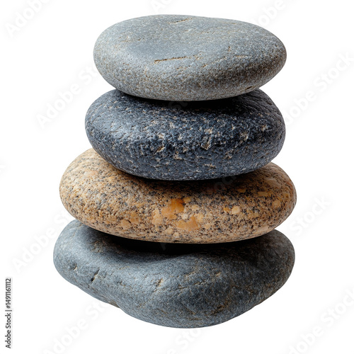 Stacked zen stones balance and harmony meditation rocks cairn stones art on transparent background