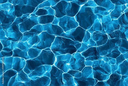 A close up view of rippling blue water with sunlight reflecting off the surface of the water body