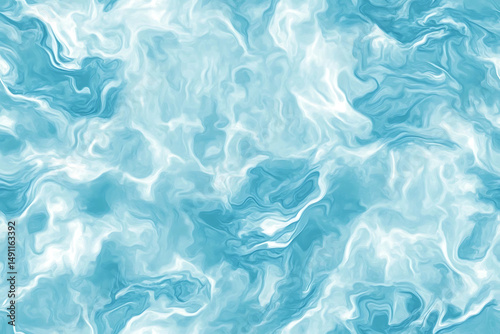 Abstract light blue and white watercolor background with swirling patterns and smooth transitions