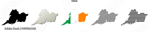 Clare county blank outline map set