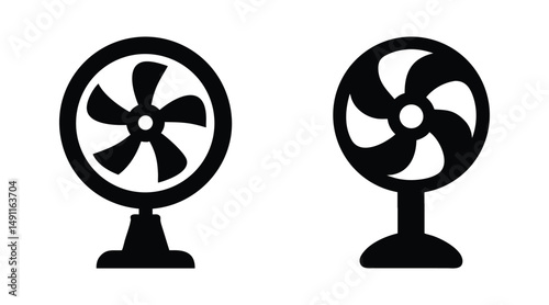 Two simple electric fan silhouette clipart illustration, Fan vector art design isolated, vector illustration design.