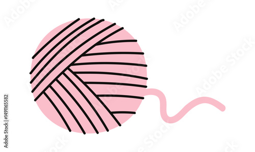 Hand drawn wool yarn ball